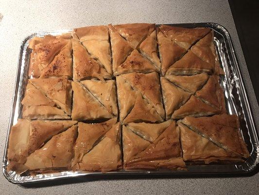 I ordered this tray of baklava for a part, it is loaded with honey and nuts, simply delicious. They also sell it by the slice!