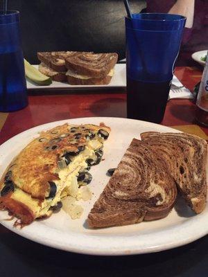 Mushroom, black olive and mozzarella cheese omellette