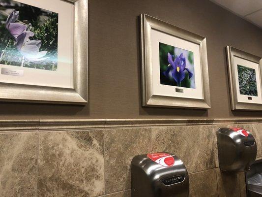 Nice decor in restroom.