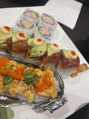 Volcano Roll + Grasshopper Roll + California Roll