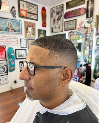 Mid-high Bald Fade by Jeff