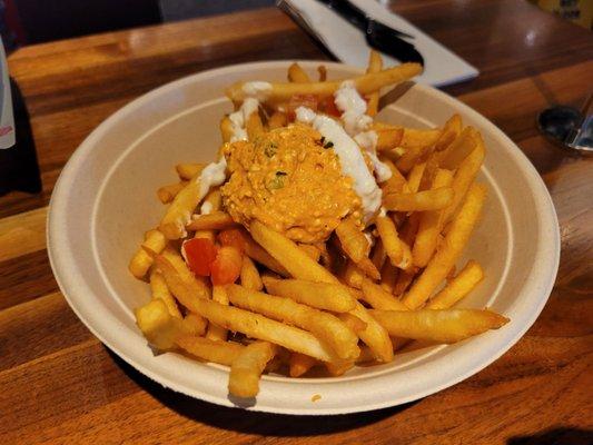 Loaded fries with feta cheese