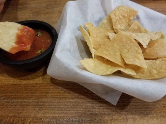 Complimentary salsa and chips