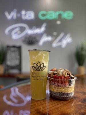 Sugarcane juice and Acai bowl