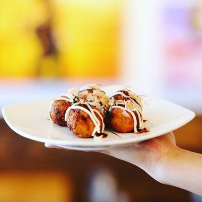 Introducing our Takoyaki octopus balls at Tea Space Sunset Park. Fresh! Fried! Fantastic! Get your tentacles on them now!