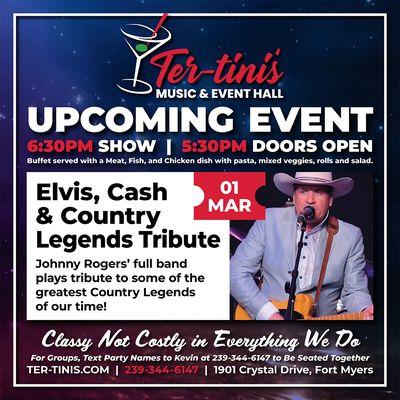 3/1: Elvis, Cash, and Country Legends Tribute