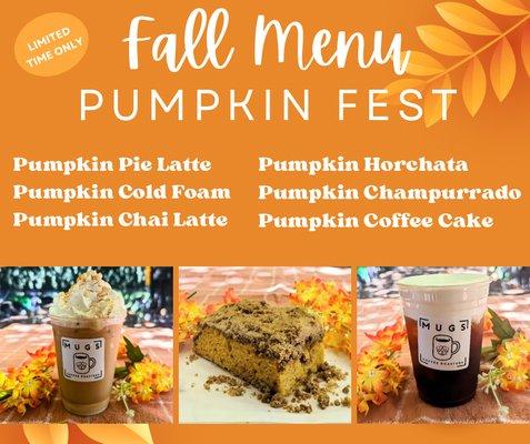 Our 2024 pumpkin fall menu!