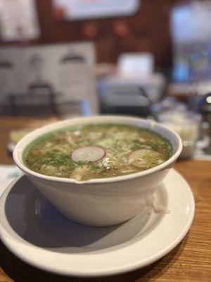 Green pozole with the fixings! The best...,