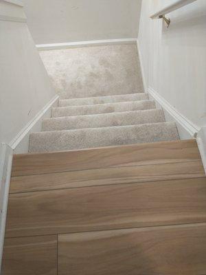 Stair transition from LVT to Carpet