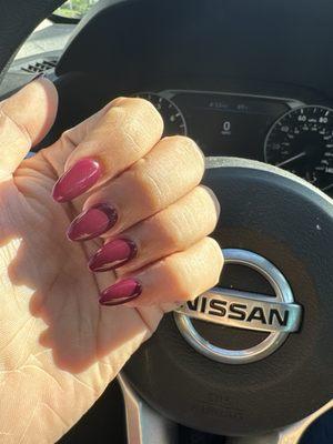 Dnd 751 cherry mocha almond Acrylic Full Set