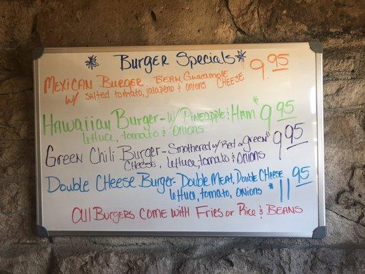 come and try our new hamburger specials