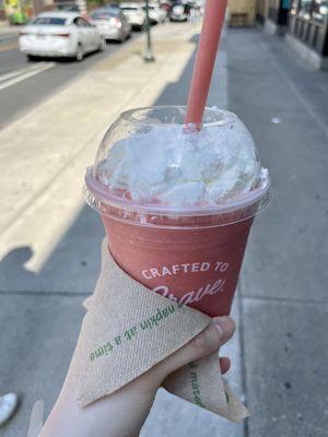 Strawberry, dragonfruit, and pineapple smoothie