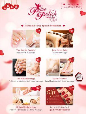 Don't forget to stop by at Pure Polish Nails And Spa before Valentine's Day to get that special someone in your life a gift