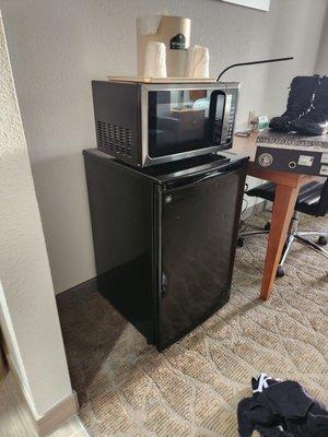 Microwave and mini fridge