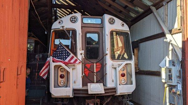 A PATH train that was recovered from the tragedy of 9/11 deep underground brought to the surface for the East Haven trolley museums.