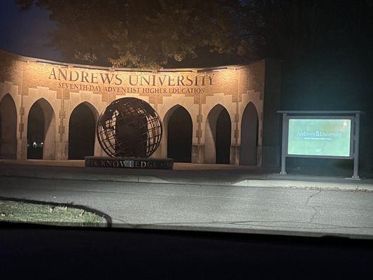 Welcome sign at night