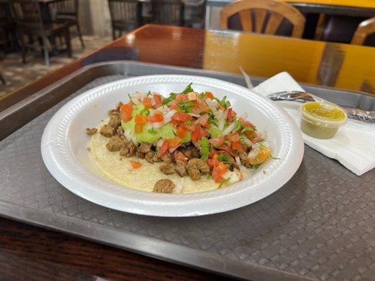 Carne asada taco with Pico and Guac