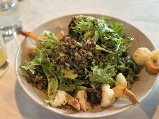 Greens and Grains with added shrimp