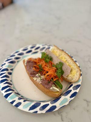 Cha lua banh mi and took it home and added some patè. Yum!