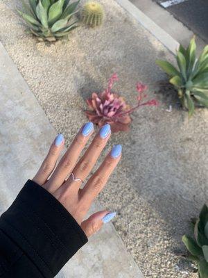 Chrome blue gel nails