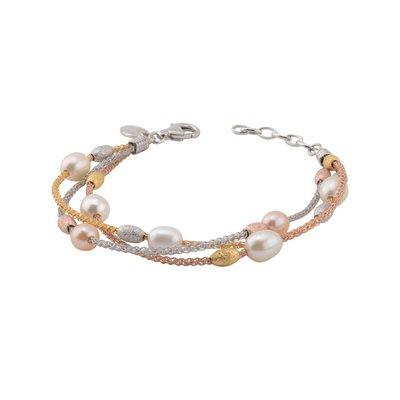 Sterling & Rose Gold Pearl Bracelet by Frederic Duclos