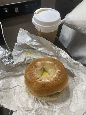 Breakfast sandwich and coffee