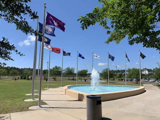 Smoking Area and Flag Fountain