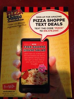 Sign up for their text alerts and get great deals on pizzas!!