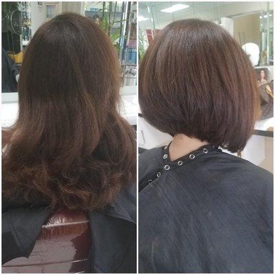 Refreshing chop to long bob