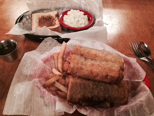 Brisket and collards egg roll.