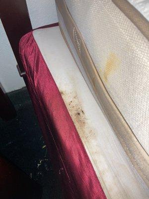 Some kind of stain or mold on bed.