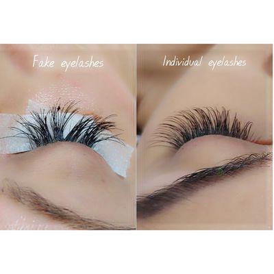 Fake lashes is damage your own skin and lashes. Individual eyelash extensions safe and comfortable !