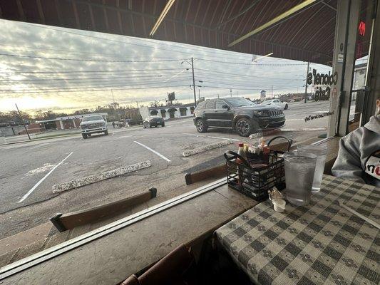 The view from inside. This parking lot fills up quickly!