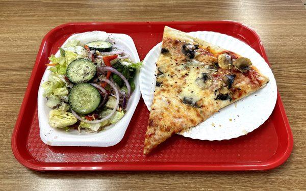 Salad and a Mushroom Slice (10" x 8")