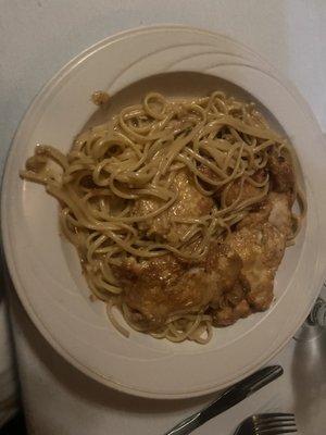 Chicken Francaise with linguine