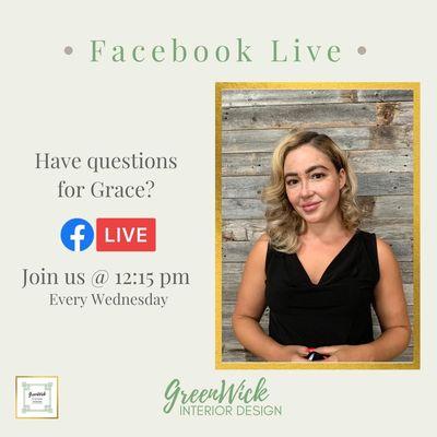 Join us for Facebook Live every Wednesday afternoon!