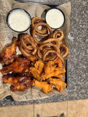 Crispy buffalo and bbq wings