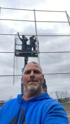 David Seiler and crew installed 30 foot tall backstop for Mills fence company.