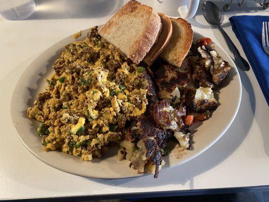 Smoked chorizo scramble