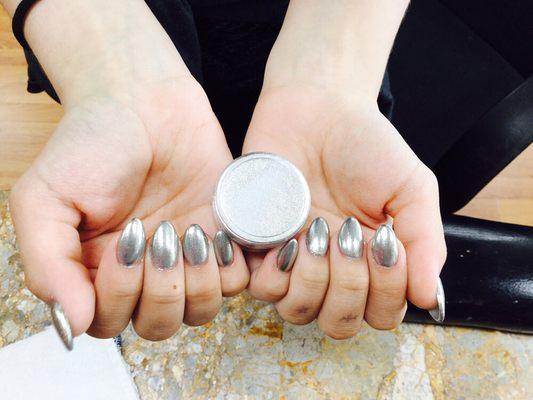 Metallic chrome nails