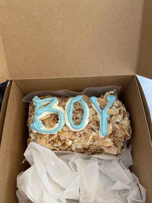 Burnt almond torte for gender reveal