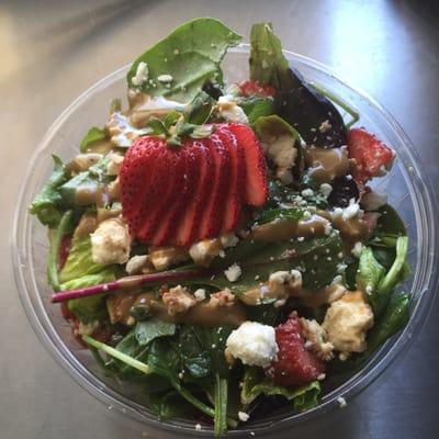 Strawberry Almond  Balsamic Green Salad with Feta ( say no more)