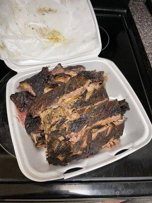 Dry, tough, chewy, beef jerky style Ribs