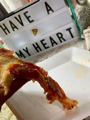 "Have a  (pizza) my heart!" These pies were a hit with my friends, even for my NY friend. Winning.