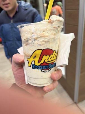 A frozen concrete with butterfingers blended  into it