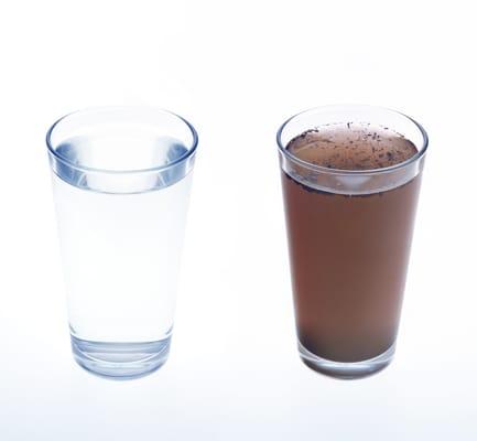 Filtered water on the left; unfiltered on the right!  Which one do you want to drink?