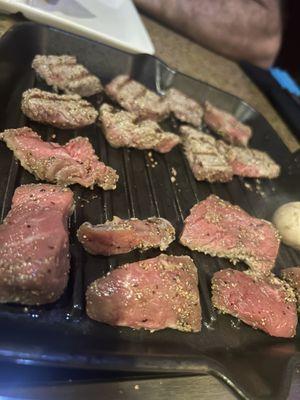 Garlic Pepper Steak on Cast-Iron Grill