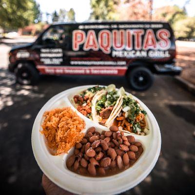 Our most popular catering menu street tacos, rice & beans