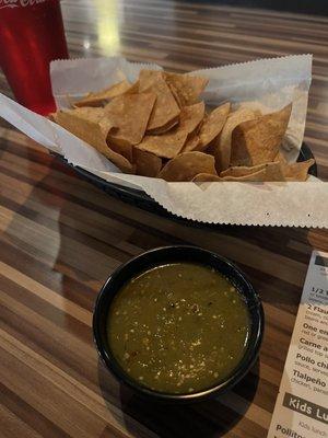 Chips and green salsa