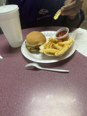 Cheeseburger and fries